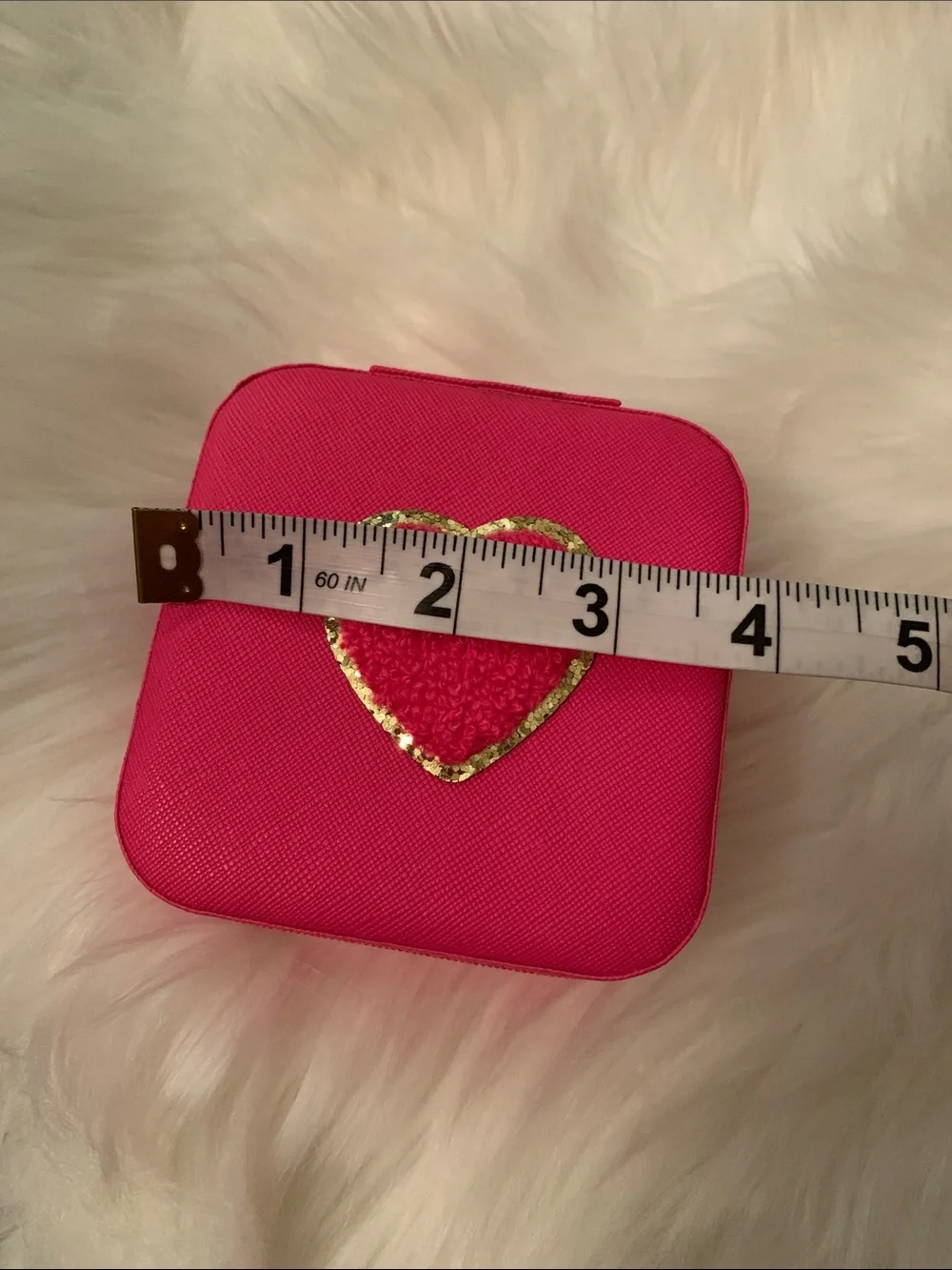 NEW Pink Heart Packable Travel Jewelry Case